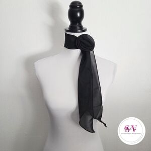 Black scarf with flower decor